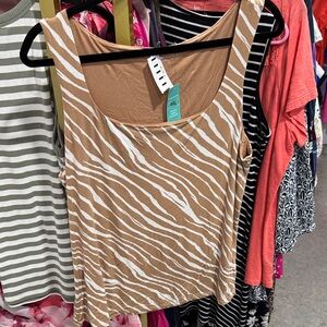 Maurices Tan Tank Top with White Zebra Print